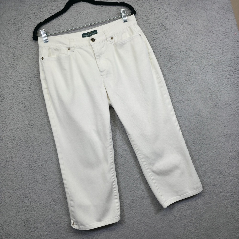 LRL Ralph Lauren Capri Jeans Womens 8 White Mid Rise Crop Resort Coastal Preppy